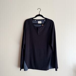 7 Diamonds Black + Blue Long Sleeve Henley XL NWT Casual Norm